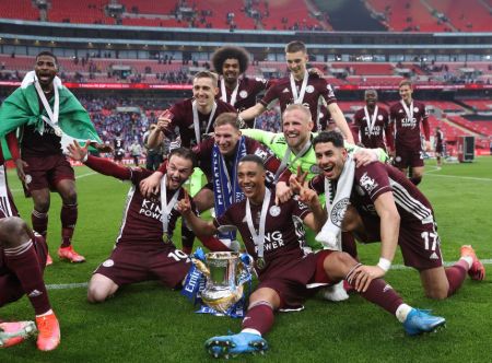 Leicester City with their first FA Cup trophy.